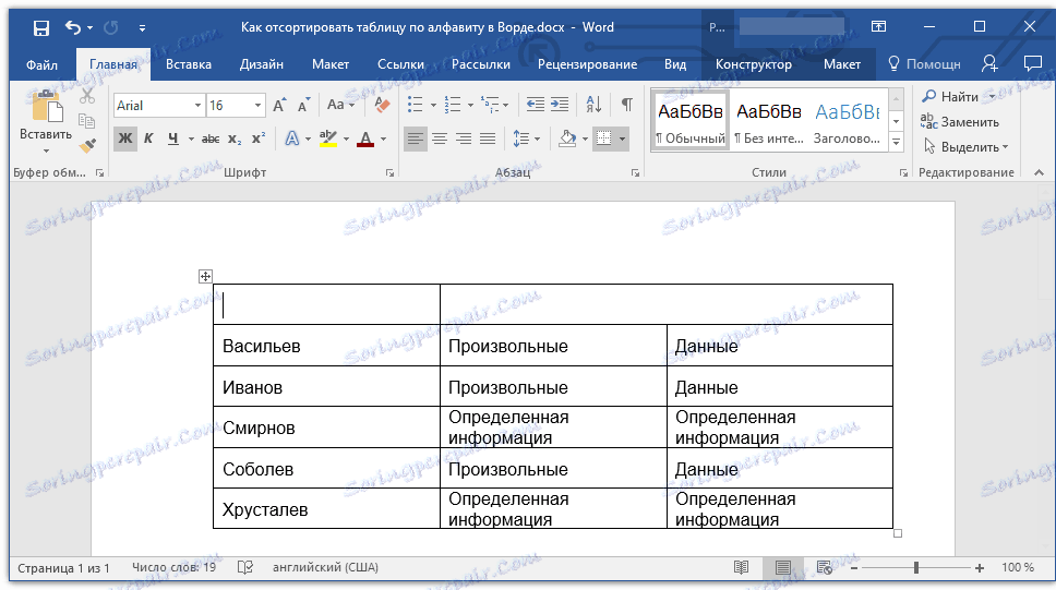 razvrščena v Word