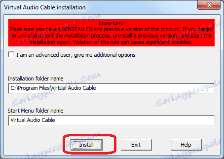 Pokretanje instalacije Virtual Audio kabela