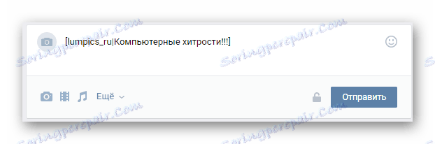 Zadanie hlavného textu odkazu v položke VKontakte pre označenie
