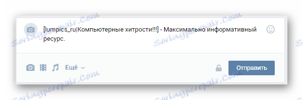 Zadanie prepojenia medzi ďalším textom v položke VKontakte pre označenie