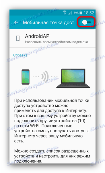 Povolte distribuci internetu z telefonu v nastavení systému Android