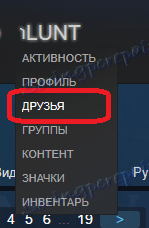 Preklopi na seznam prijateljev na Steam