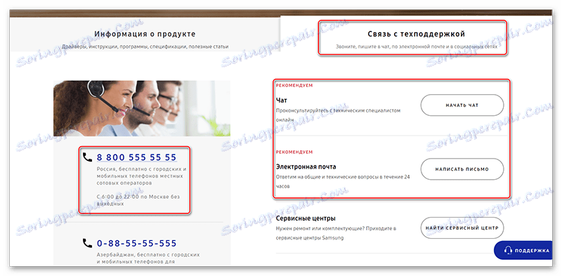 جهات اتصال دعم Samsung