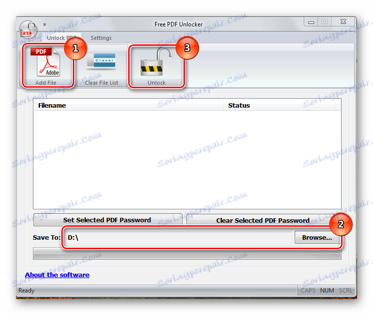Postopek za odstranitev gesla iz datoteke s programom Free PDF Unlocker