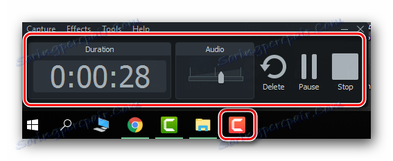 Alatna traka tijekom snimanja videozapisa u Camtasia Studio
