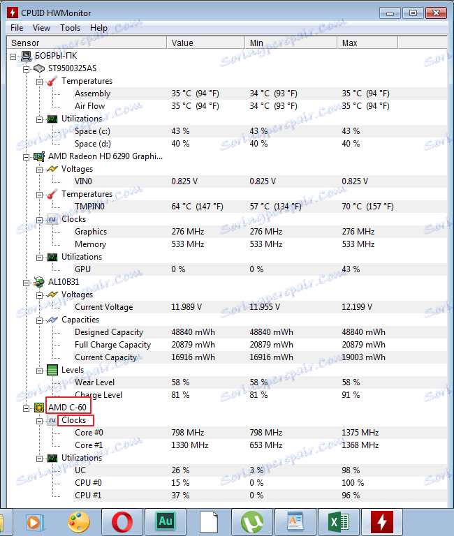 الجهد المعالج في برنامج HWMonitor