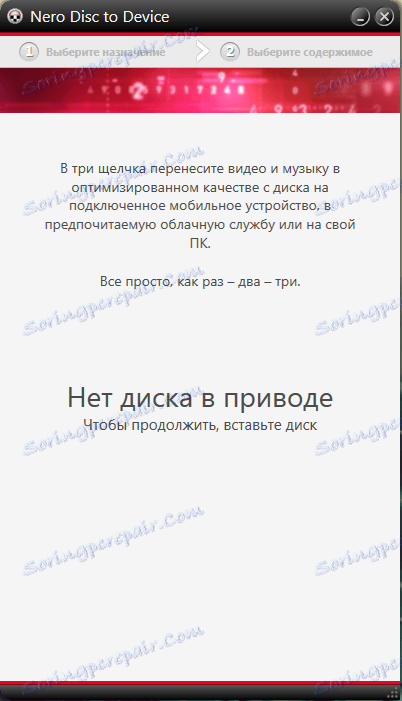 Podprogram Nero DiskToDevice v programe Nero