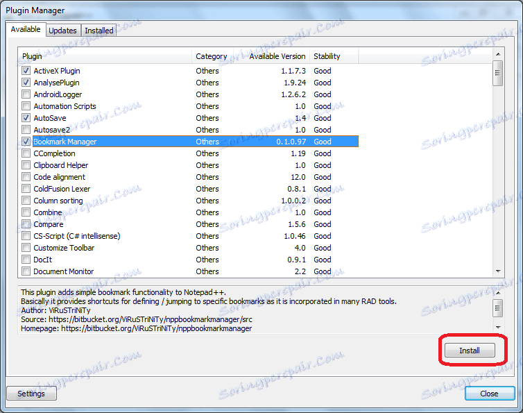 به نصب پلاگین های انتخاب شده در Notepad ++ برو بروید