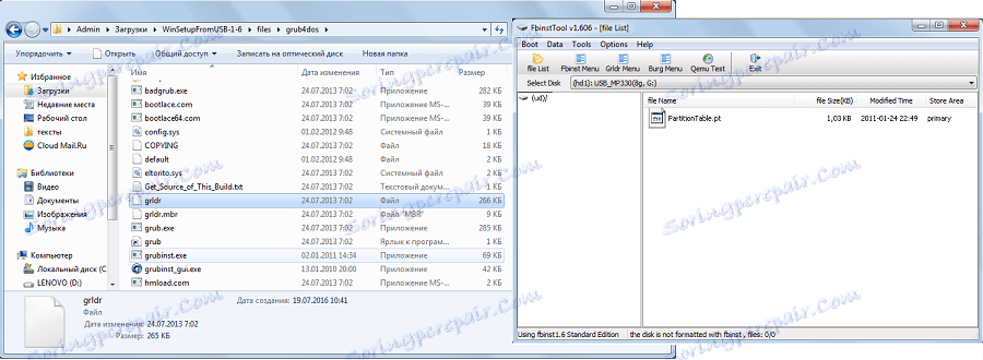 datoteko grub4dos v mapi WinSetupFromUsb