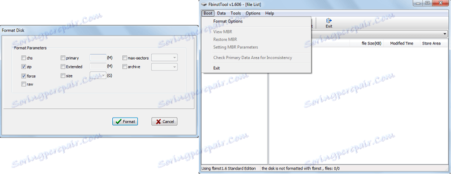 Parametri orodja FBinst Tool v WinSetupFromUsb