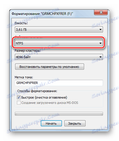 В диалоговия прозорец Форматиране в Windows 7