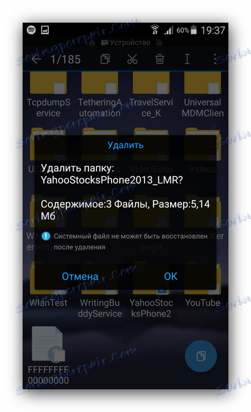 Dialog odstránenia systémovej aplikácie v programe ESET Explorer