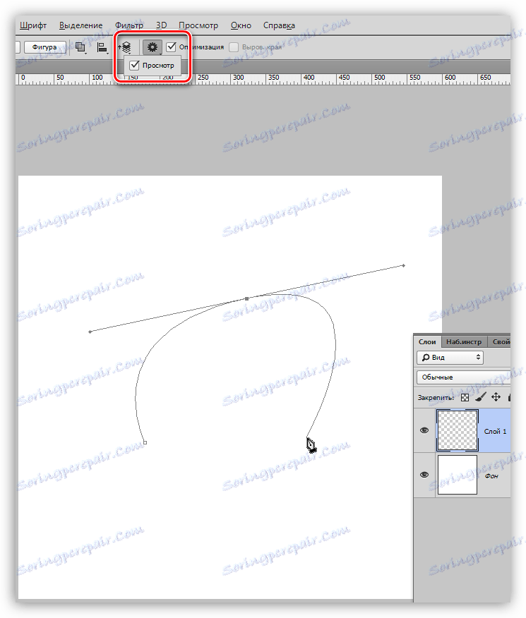 Ukážka kontúry ohybu v aplikácii Photoshop