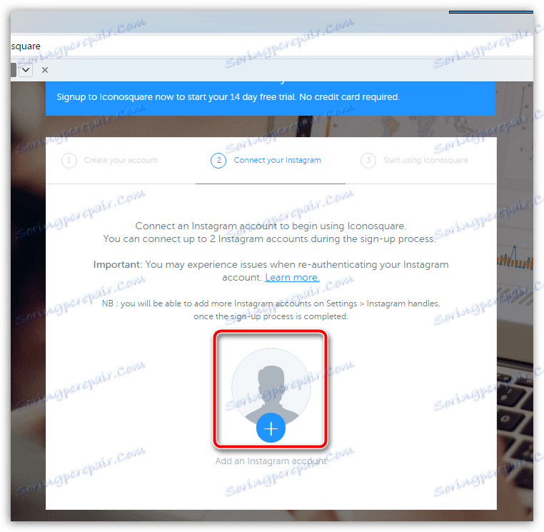 Pripojenie k profilu Instagram v Iconsquare