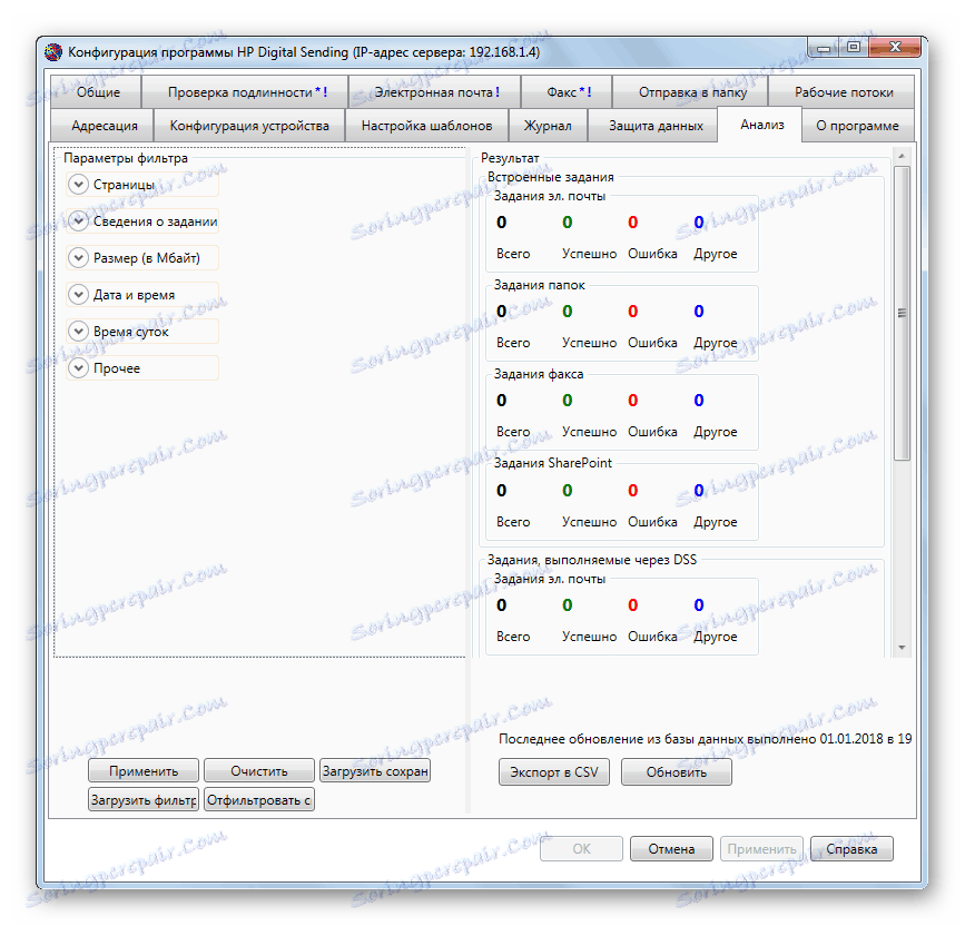 Analýza akcií v programe HP Digital Sending