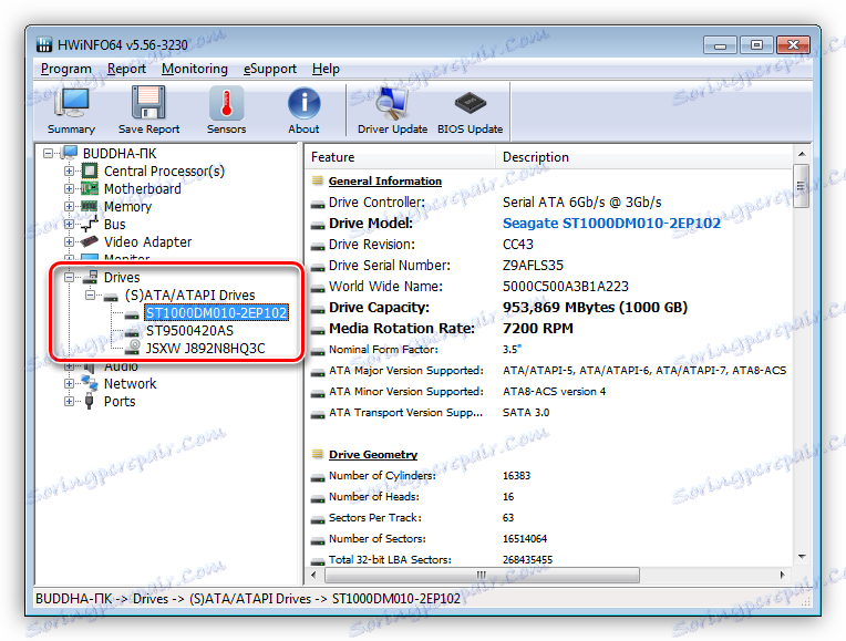 Informace o pevných discích a discích v programu HWiNFO