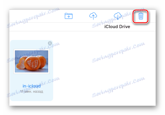 Възможността да изтриете един файл в секцията iCloud Drive на сайта на iCloud