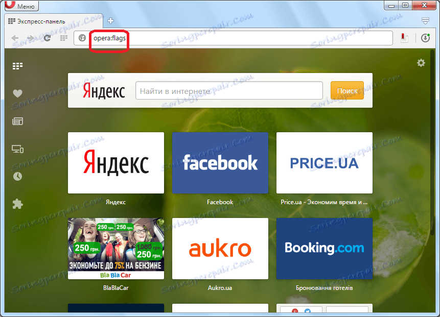 Отворете скритите настройки на браузъра Opera