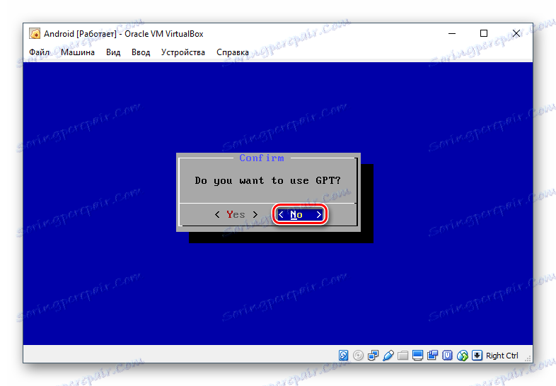 Zavrnitev uporabe GPT pri namestitvi Android v VirtualBox