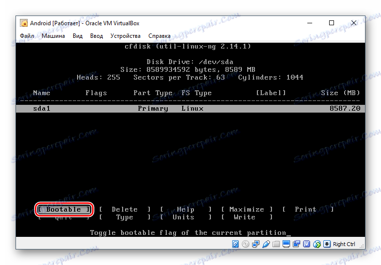 Namestite zagonsko particijo, ko namestite Android v VirtualBox