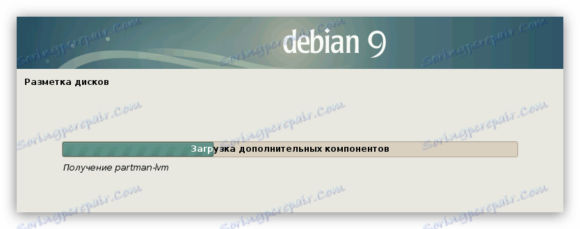 заредете програма за разделяне на дискове, когато инсталирате Debian 9