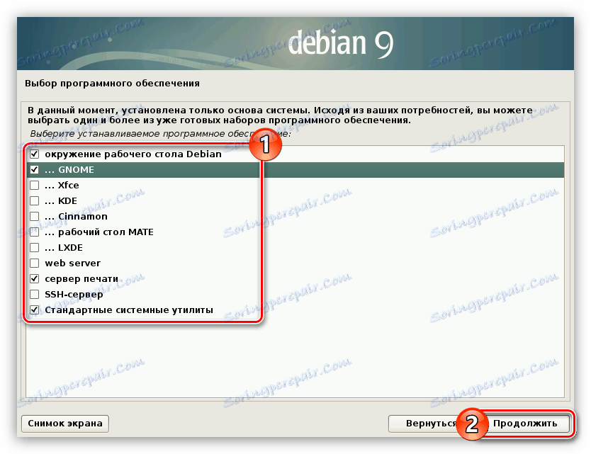 Избиране на OS GUI и допълнителната операционна система за инсталиране на Debian 9