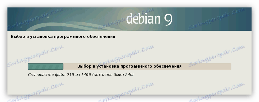 зареждане на допълнителна и графична среда на оси в инсталацията debian 9