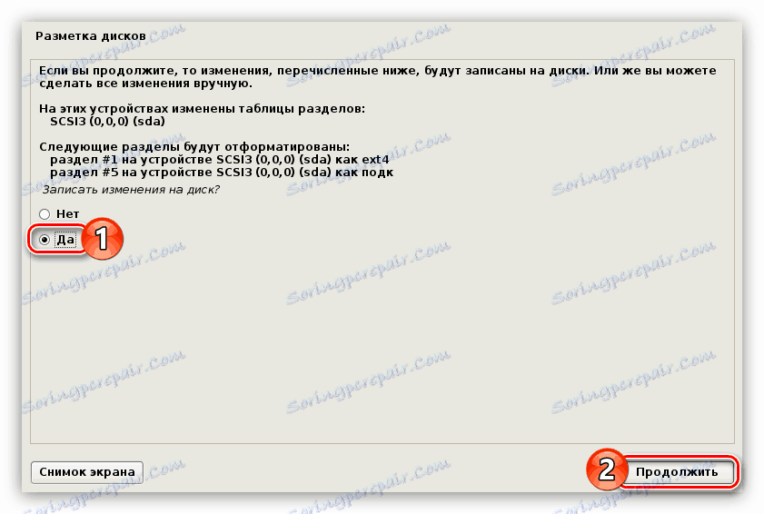 o změnách provedených při rozdělování disku během instalace programu Kalin Linux