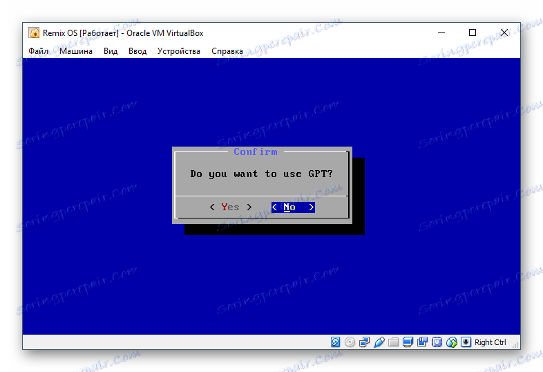 Vprašanje o uporabi GPT-ja iz namestitvenega programa Remix OS v VirtualBoxu