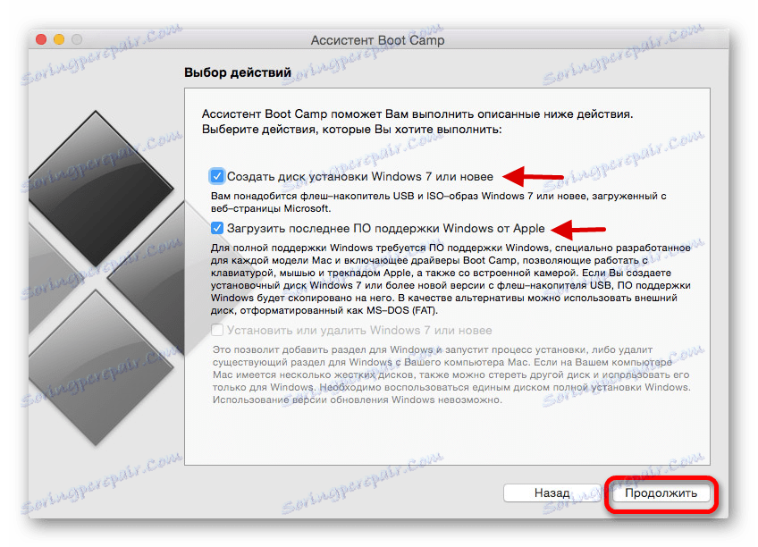 Vytvořte instalační disketu a připravte záznam ovladače pro systém Windows 10 v pomocníku Bootcamp