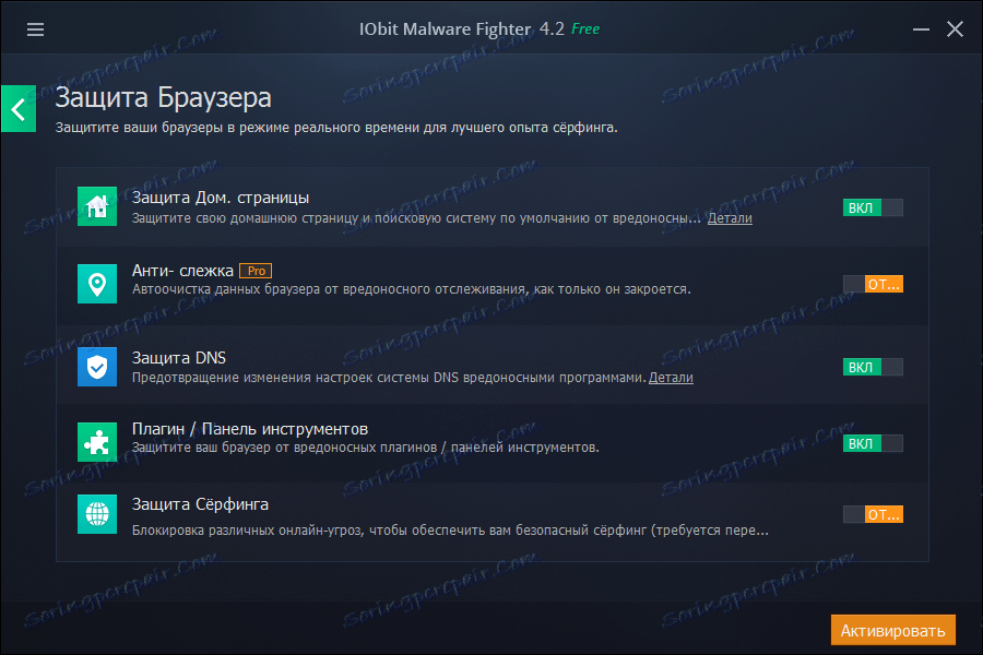 Zaštita preglednika u IObit zlonamjernom borcu