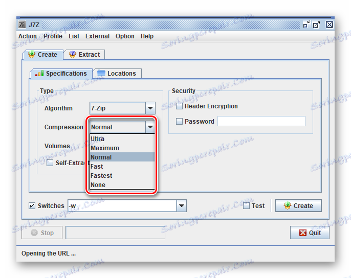 Výber úrovne kompresie v J7Z