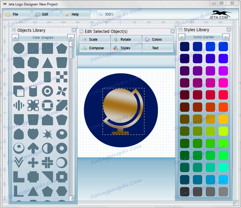 Попуните градијент у Јета лого дизајнеру