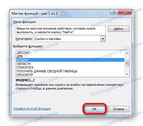 Przejdź do okna argumentu funkcji INDEX w programie Microsoft Excel