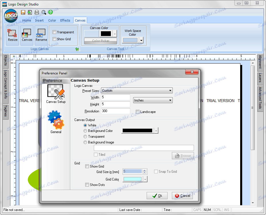 prispôsobiť rozloženie v Logo Design Studio