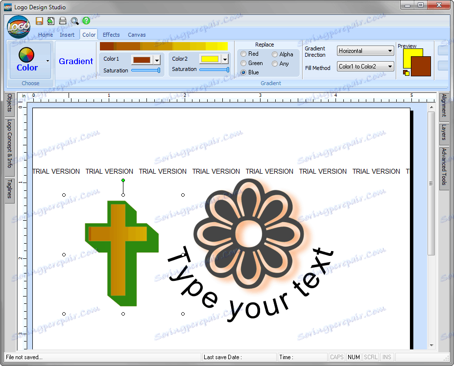 Úprava farby prvku v Logo Design Studio