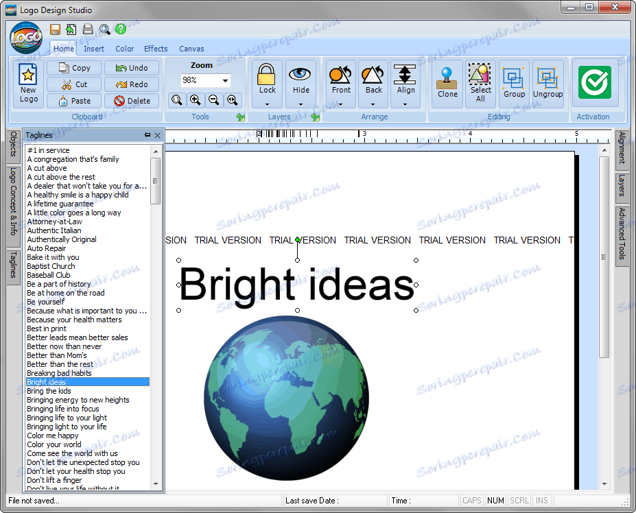 Pridanie sloganu do Logo Design Studio