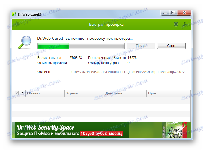 Antivirusno skeniranje sistema s pripomočkom Dr.Web CureIt v operacijskem sistemu Windows 7