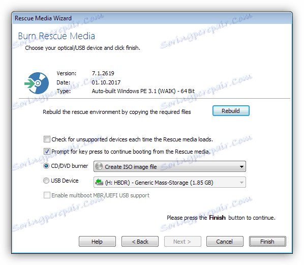 Чување слике на УСБ флеш диску или у датотеку у Мацриум Рефлецт