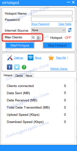 Присвояване на максималния брой връзки в mHotspot
