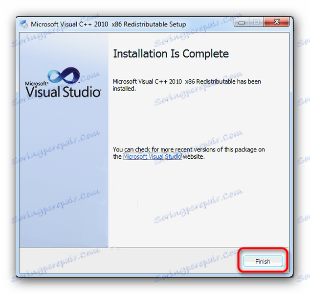 پایان نصب Microsoft Visual C ++ 2010 Redistributable را پایان دهید