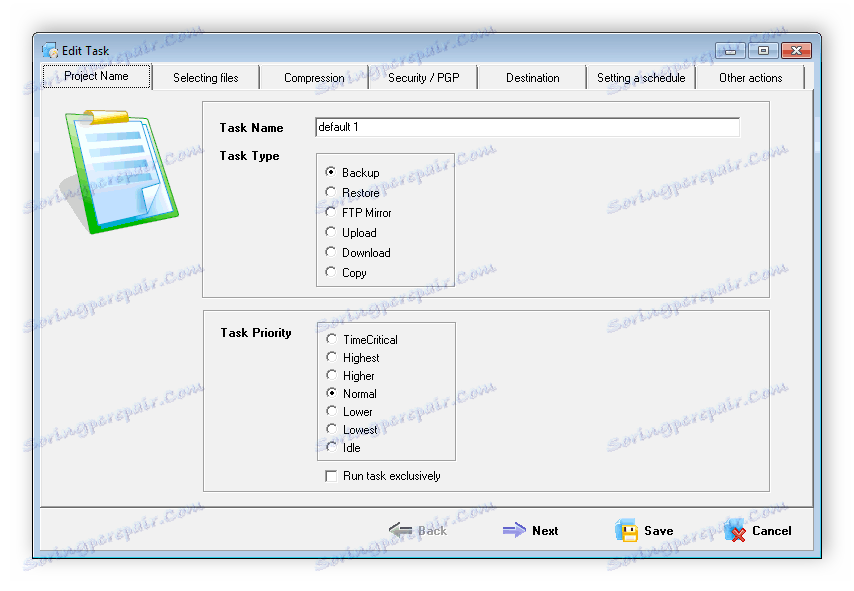 Pridávanie novej úlohy ABC Backup Pro