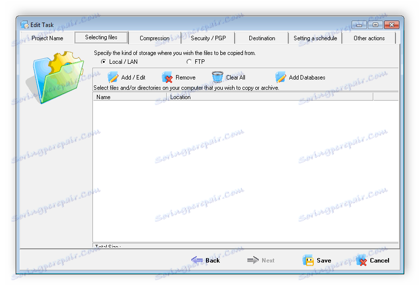 Výber súborov na spracovanie ABC Backup Pro