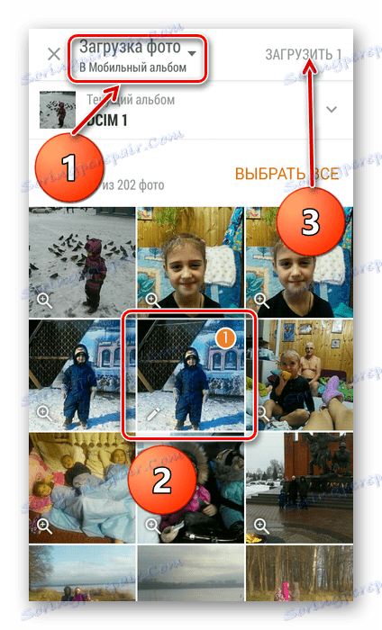 Výběr fotografie ke stažení v aplikaci Odnoklassniki