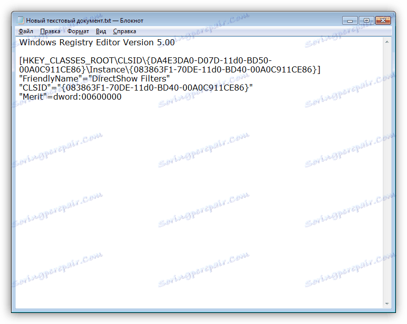 Wprowadzanie kodu w notatniku w celu edycji rejestru systemu Windows 7