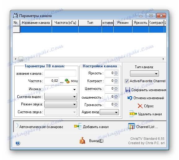 Параметри на канала в стандарта ChrisTV PVR
