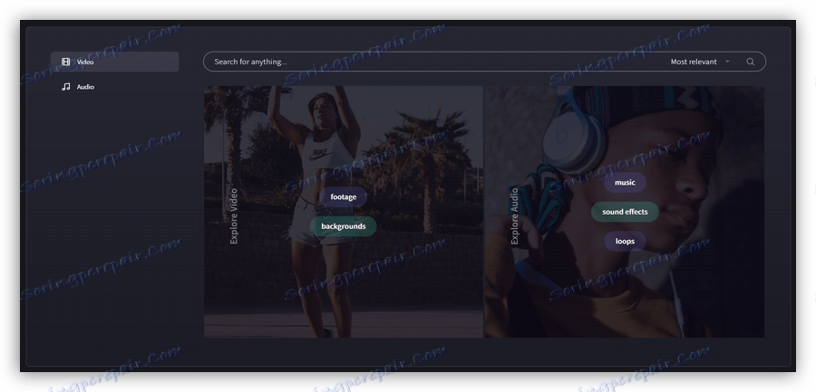 Пошук елементів у стокової бібліотеці на сервісі Clipchamp