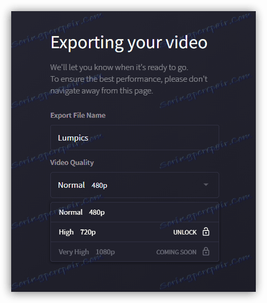 Налаштування експорту відеоролика на сервісі Clipchamp