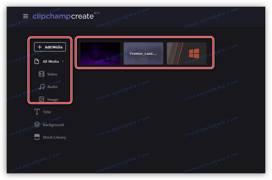 Додавання мультимедійних файлів в проект на сервісі Clipchamp