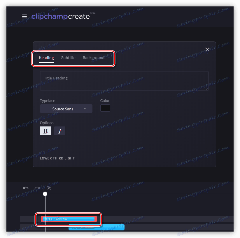 Редагування стилю підпису на сервісі Clipchamp